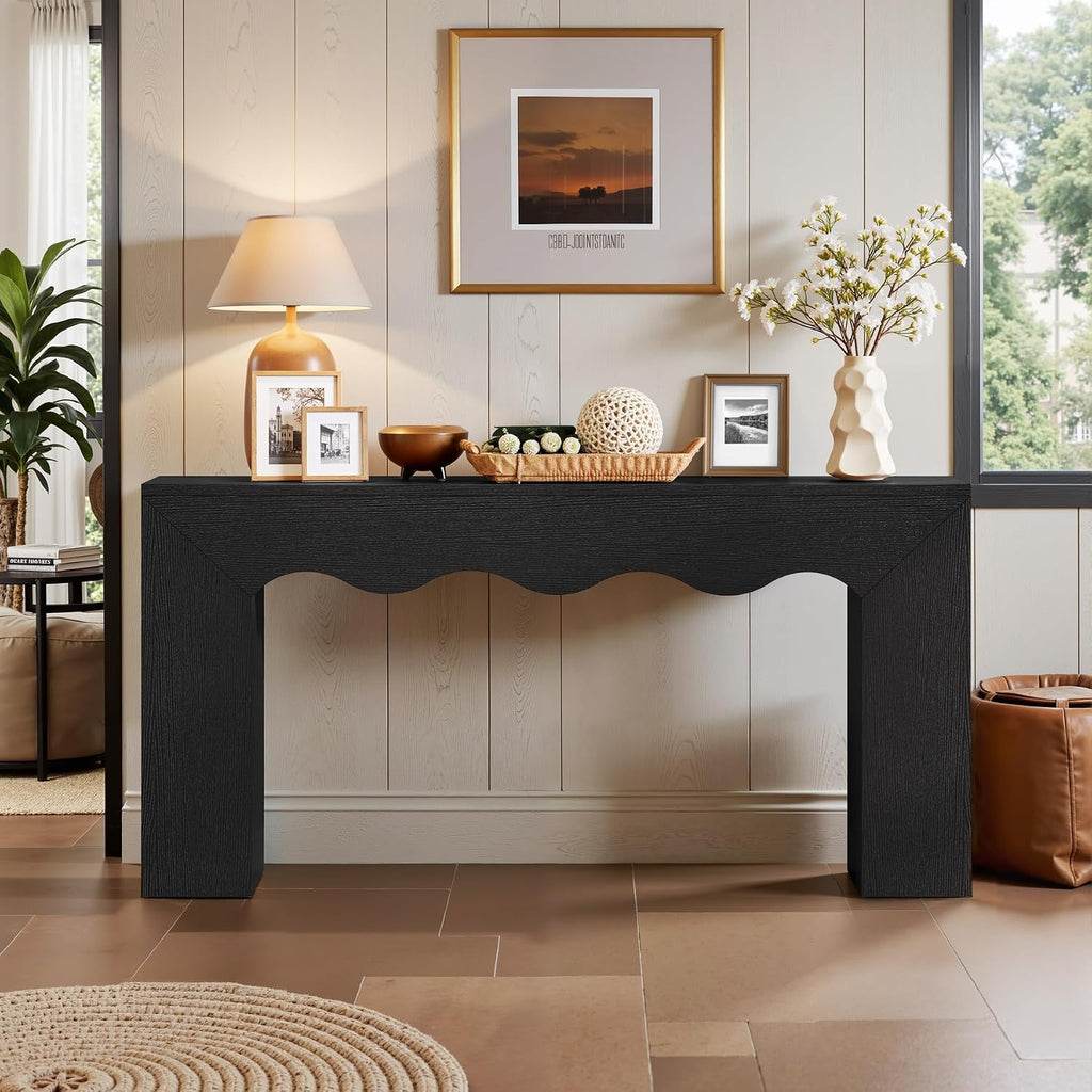 Tribesigns 63" Farmhouse Console Table with Wavy Edge