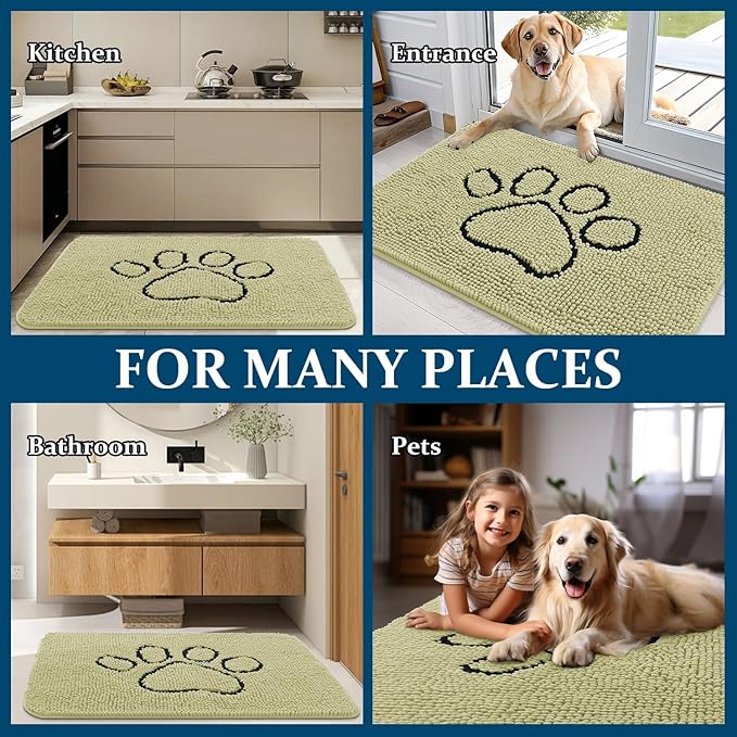 OLANLY Dog Door Mat for Muddy Paws 36x24, Paw Print Design, Absorbs Moisture - Image 8
