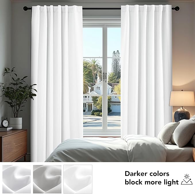 Deconovo Semi 50% Light Blocking Pure White Curtains - Image 4