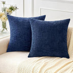 MIULEE Pack of 2 Couch Throw Pillow Covers 18x18 Inch Spring Soft Navy Chenille by MIULEE