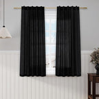 Nanspring Black Cafe Curtains 54 Inch Length Set 2 Panel Back Tab Pocket Semi by Nanspring