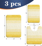 OLANLY Microfiber Bathroom Rugs Sets 3 Piece, Absorbent Bath Mats, Yellow