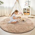 OLANLY Beige Round Rugs for Bedroom - Image 2