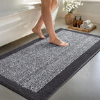 60x24 Long Bathroom Rugs Washable Non Slip, Dark Grey Bath Mat by Unknown