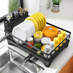 SNTD Dish Drying Rack for Kitchen Counter, 11.8" W x 16.7" L, Black