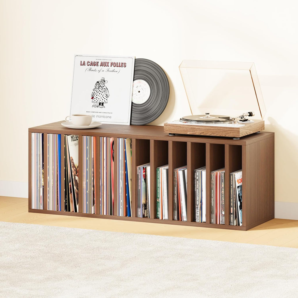 IOTXY DIY Modular Cubby Bookcase - Stackable 12-Cube Open Bookshelf, Walnut