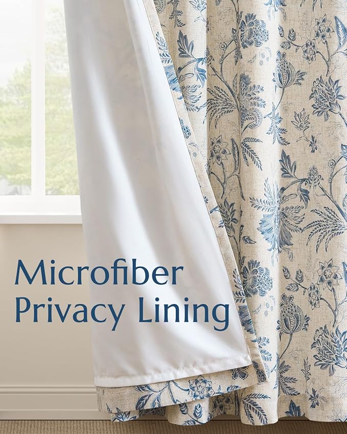 jinchan Lined Linen Floral Curtains - Image 4