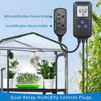 Digital Humidity Controller, Pre-Wired Humidity Controlled Dual Stage Outlets for Mushroom Growing, Reptile, Grow Tent, Humidifier/Dehumidifier