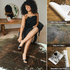 AROGAN Premium Faux Cowhide Rug 4.6 x 5.2 Feet, Sturdy and Large Size Cow Print - Image 3