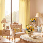 NICETOWN Butter Yellow Gingham Curtains, Tie Top Bow Knot Checkered Window Treatments Cheerful Rustic Farmhouse Semi Sheer Plaid Light Filtering Drapes for Kitchen Dining Room, W52 x L84, 2 Panels