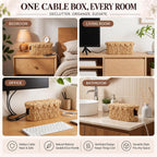 Patelai 2 Pcs Cable Management Boxes with Scalloped Lids, Large & Small