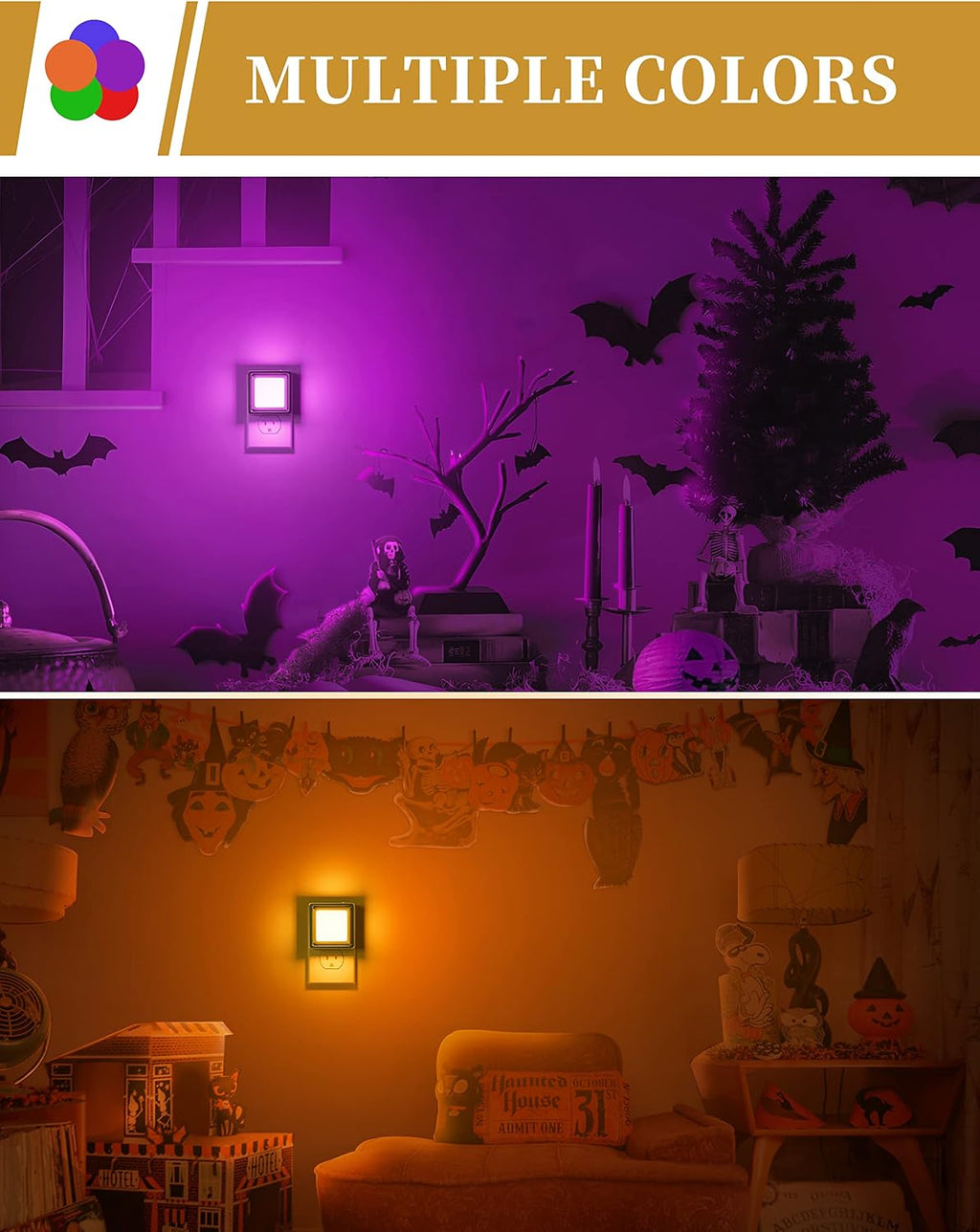 DORESshop Orange Night Light [2 Pack],Night Lights Plug Into Wall Halloween