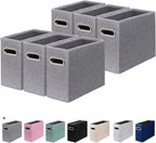 4 Packs Letter Size File Organizer, File Folders Organizer, Fabric Storage Box, Collapsible Paper Organizer with Metal Handle, Smooth PVC Rails, Only Box (Beige)