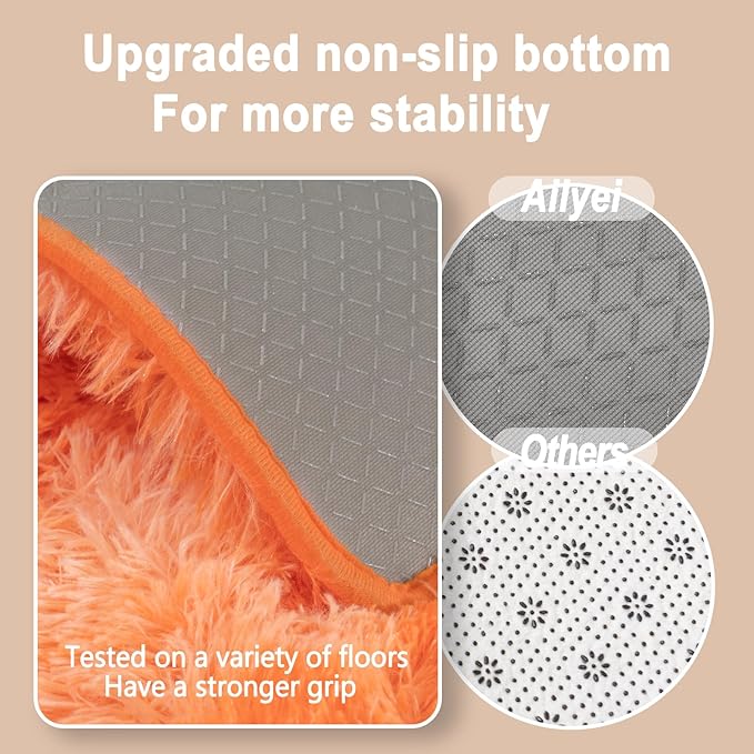 Soft Runner Rugs for Bedroom Hallways, 2x6 Tie-Dyed Orange Fluffy Shag Throw - Image 2