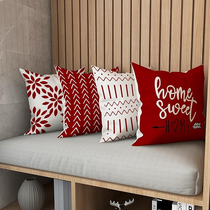 YCOLL Christmas Pillow Covers 16x16 Set of 4, Modern Sofa Throw Pillow Cover - Image 4