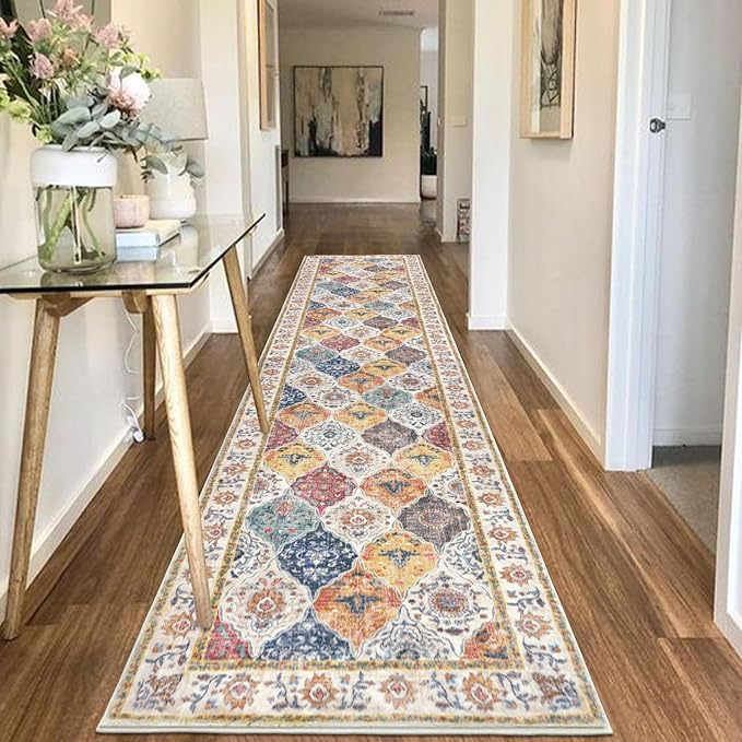 HEBE Hallway Runner Rug 2'8''x12' Washable Vintage Distressed Area Rugs Non - Image 6