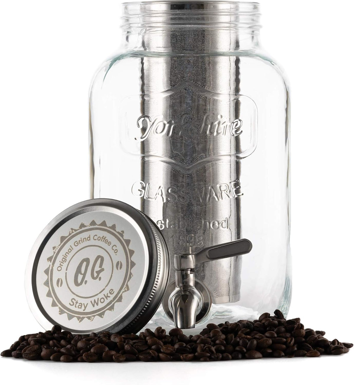 REPLACMENT FILTER ONLY - Cold Brew Filter for 1 Gallon Mason Jars, Stainless-Steel Ultra Fine Mesh, Reusable Replacement Brewing Accessory, Supports Fresh Tea | Original Grind Co.