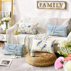 AVOIN colorlife Spring Saying Flowers Butterfly Bird Throw Pillow Covers - Image 2