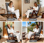YZ HOME Jumbo Rocking Chair Cushion with Memory Foam for Outdoor/Indoor,Set of Thicken Seat & Back Chair Cushions with Ties,Non-Slip Chair Pad for Rocker,Light Grey,28 * 18 * 5/18x18x5 of 2 piece