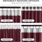 RYB HOME Burgundy Red Velvet Curtains - Image 2