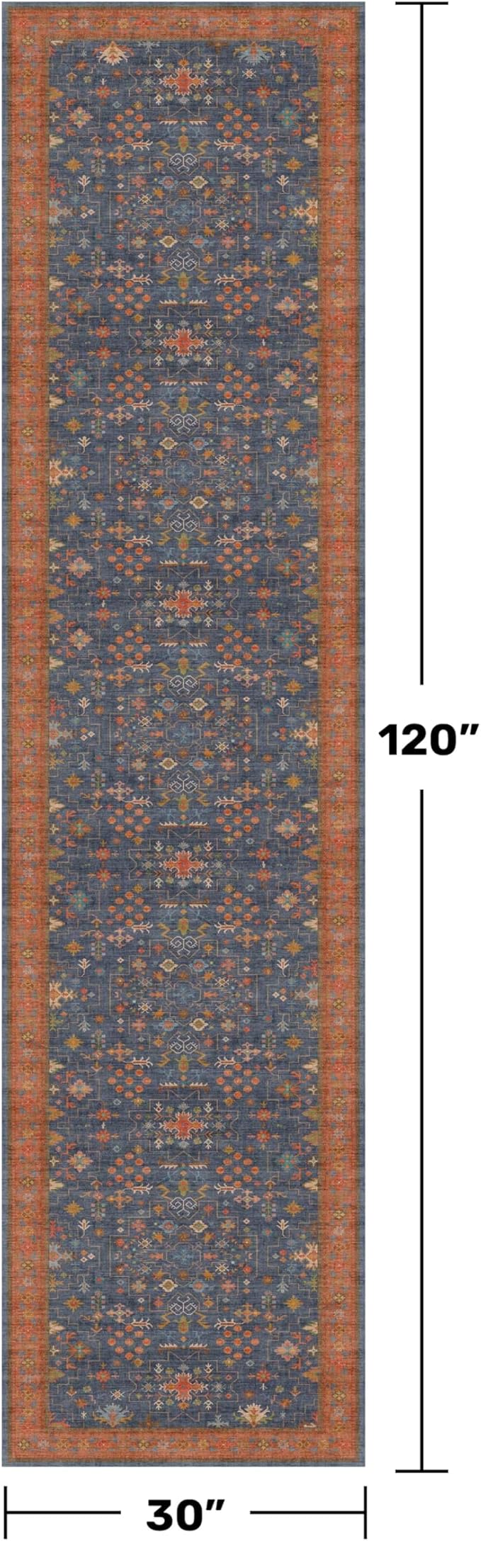 Navy Blue Washable 10 ft Long Runner - Image 2