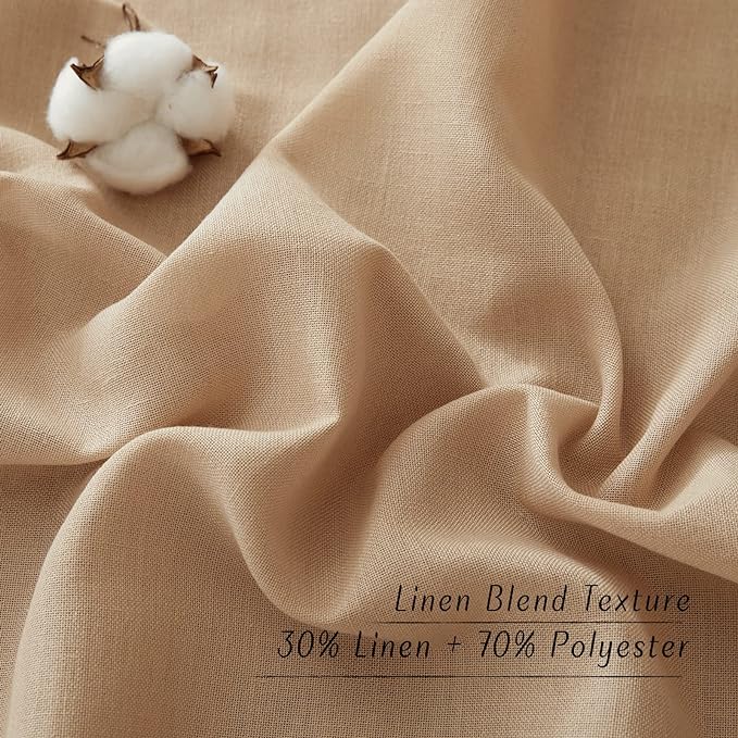 NICETOWN Camel Linen Window Curtains 84 inches Long, Grommet Thick Flax - Image 4