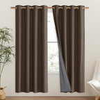 NICETOWN Coffee Vintage Linen 100% Blackout Curtains - Image 2