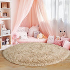 6‘x6’ Beige Round Rug for Bedroom, Ultra Soft Fluffy Circle Rug for Kids Girls - Image 2