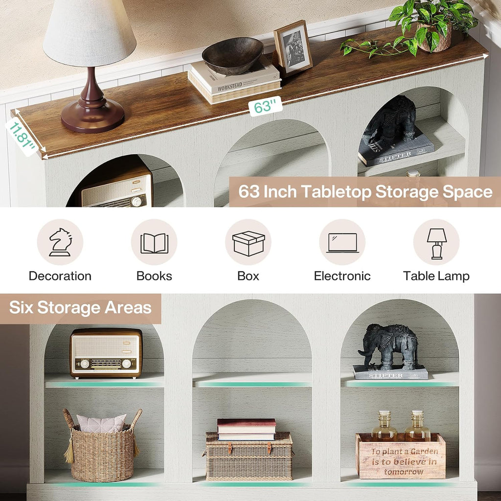 Tribesigns Console Table with Storage, 63" Long Arched Entryway Table