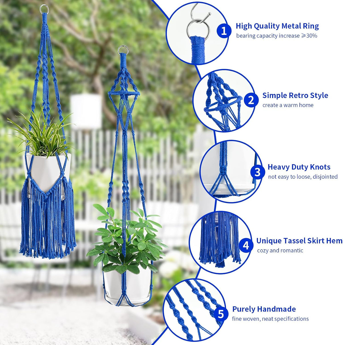 SFENNGPET Macrame Plant Hangers, 6Pack Hanging Planters for Indoor Plants