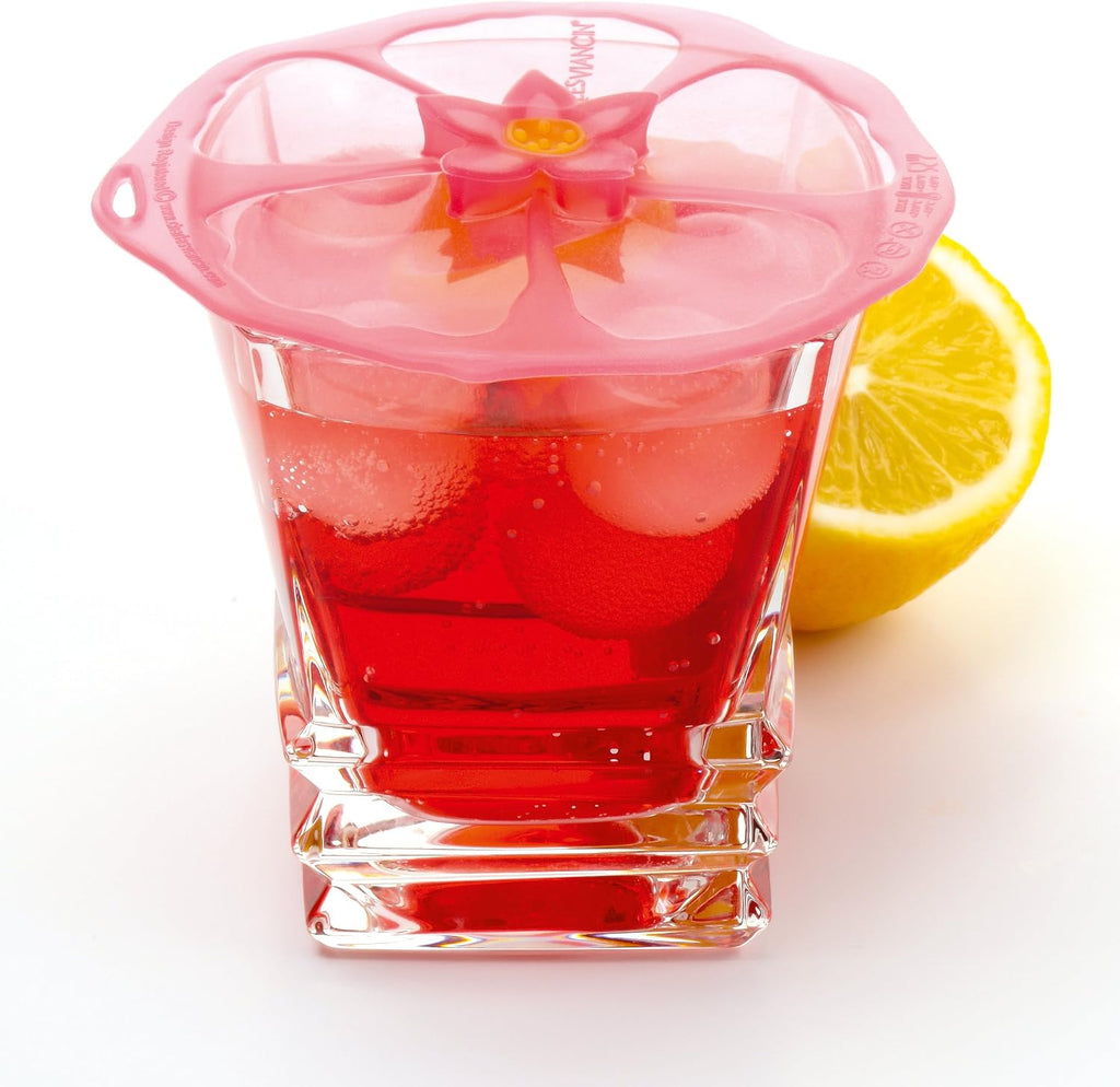 Charles Viancin Hibiscus Silicone Drink Covers, 4-Inch, Pink, Set of 2