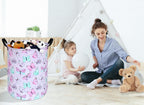 Kids Laundry Hamper Clothes Gift Basket Storage Laundry Baskets Organizer Bin with Handles for Nursery Room (Purple Butterfly)