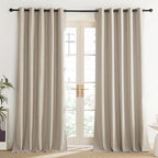 NICETOWN Oatmeal Vintage Open Linen Weave Flax Thermal Curtains, 100% Blackout - Image 2