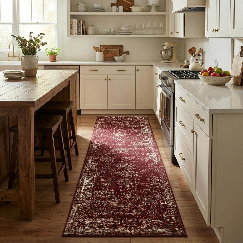 Unique Loom Sofia Collection Area Rug - Casino (2' x 6' 7" Runner, Burgundy/ Gray)