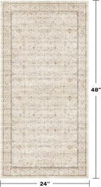 Washable 2x4 Beige Bathroom Rugs, Farmhouse Small Rugs - Image 2