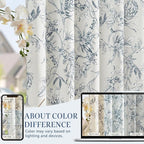 jinchan Floral Curtains 96 Inches Long Blue Flower Linen Farmhouse Curtain - Image 6