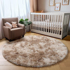 Amdrebio Tie-Dyed Beige Tan Round Circle Area Rug 5Ft - Image 7