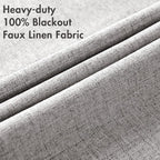 MIULEE Linen Texture Curtains for Bedroom Solid 100% Blackout Thermal Insulated - Image 5
