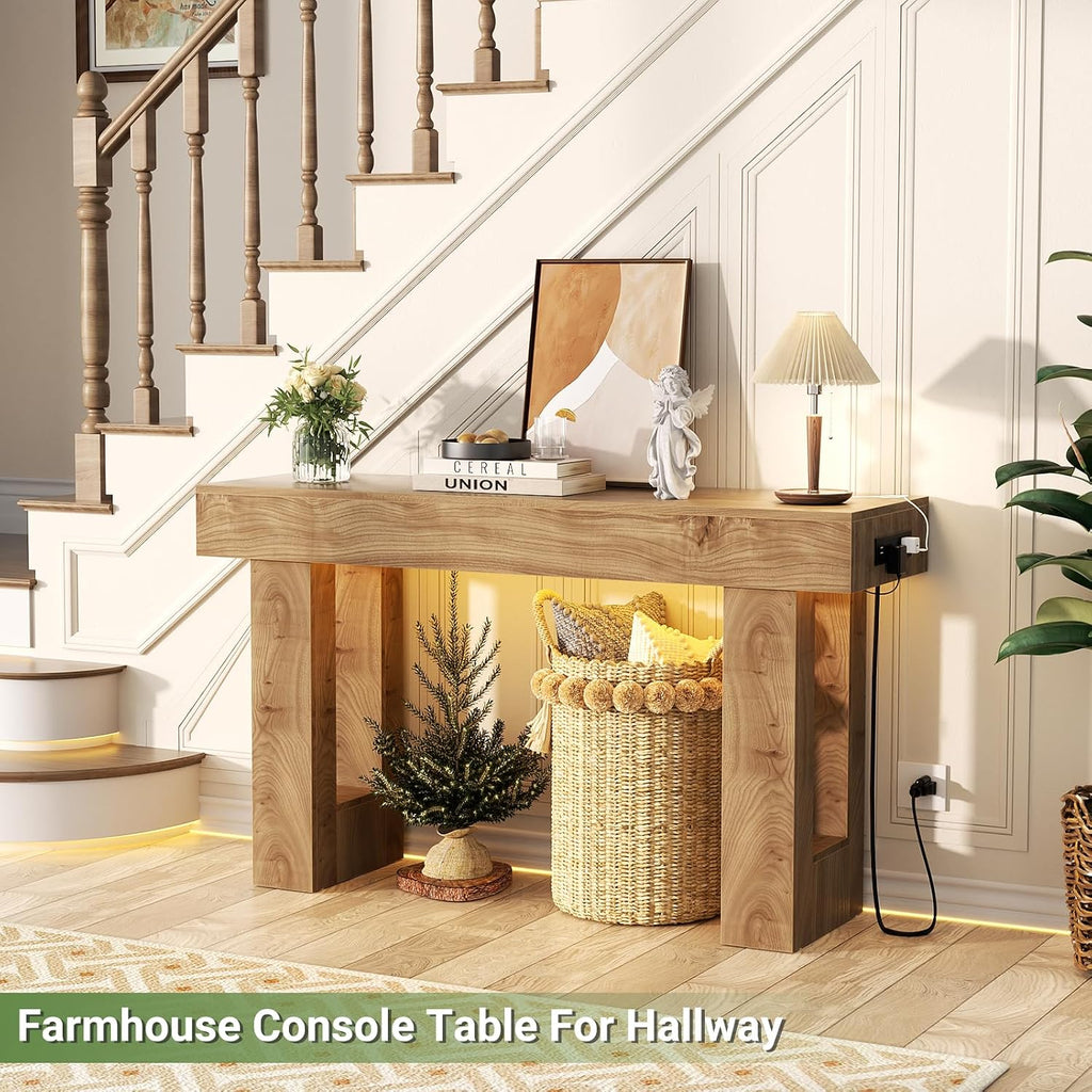 Unikito 47" Entryway Table with Sensor Light & AC Outlets with USB-C Ports