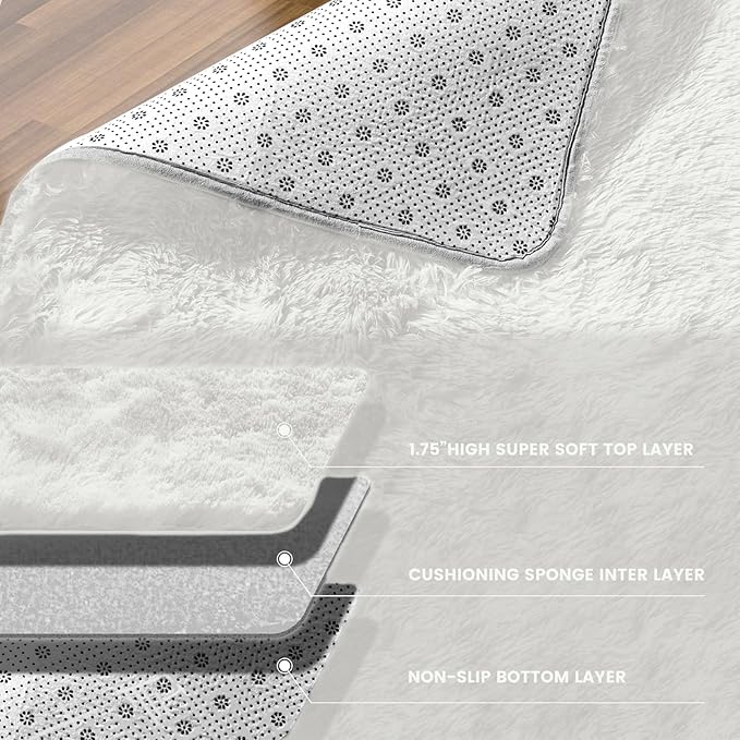 8x10 Soft Shag Area Rug for Living Room and Bedroom Decor, Non-Slip Indoor - Image 4