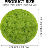4x4 ft Tie Dye Green Round Rug for Bedroom Room Fluffy Circle Rug Furry Carpet - Image 2