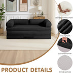 Convertible Sofa Bed King,5-in-1 Boneless Couch Corduroy Futon Sofa Bed,Tri-Fold Mattress with Removable Armrests & Handle,Sleeper with Pull Out Bed for Small Space Living Room Bedroom,Black