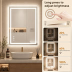 Antok 30x36 LED Bathroom Mirror with Lights, Backlit + Frontlit