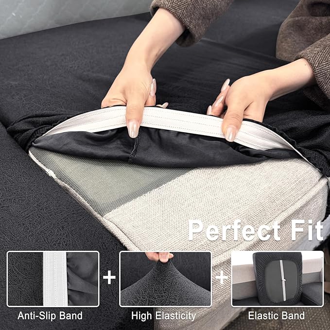 Leather Look Couch Cushion Covers Sofa Seat Slipcovers Sets Couches Furniture - Image 4