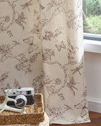 jinchan Floral Linen Curtains for Living Room 84 Inch Length Butterfly Curtain - Image 5