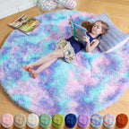 Amdrebio Purple Rainbow Small Round Rug 3Ft by Amdrebio
