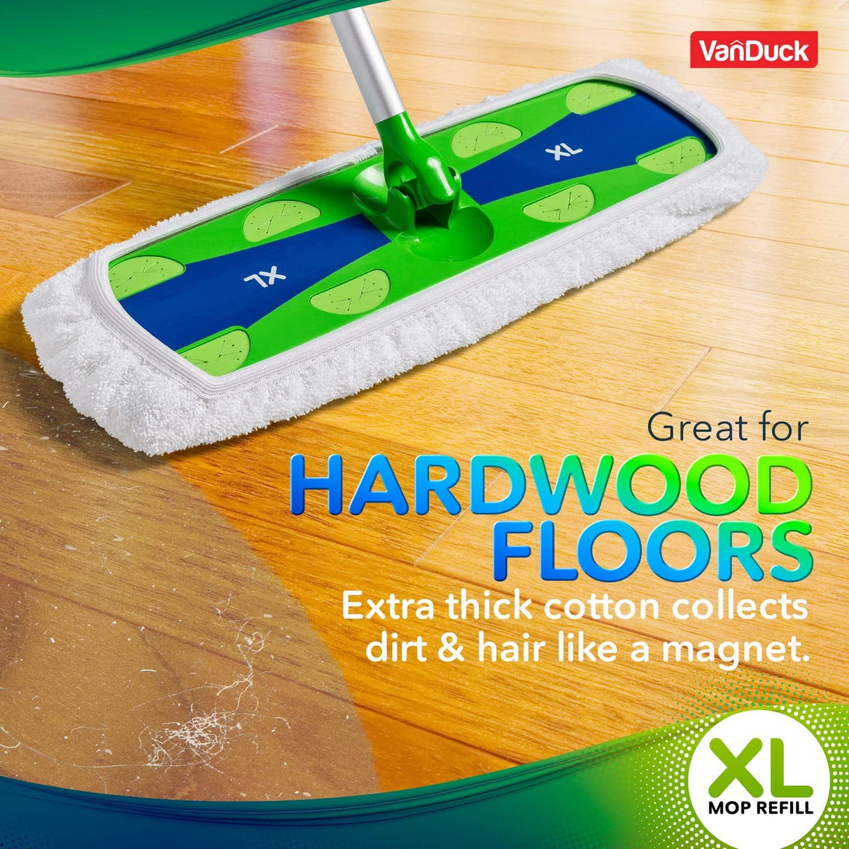 VanDuck Reusable Cotton Mop Pads Compatible with Swiffer Sweeper XL, 4 Pack