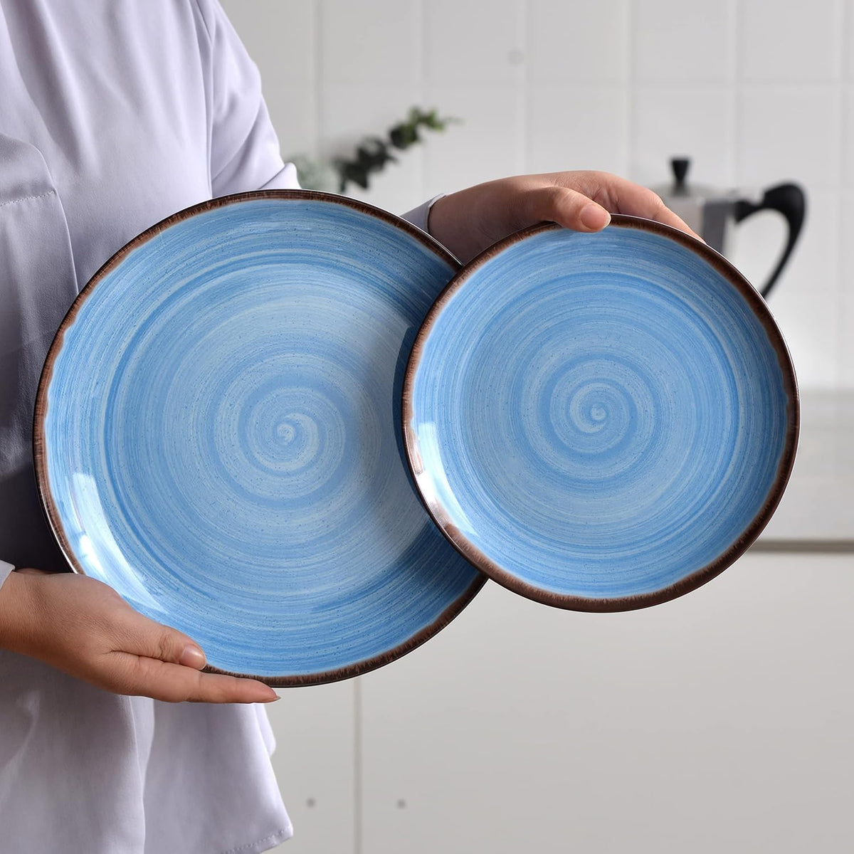 Melamine Dinnerware Set, Plates And Bowls Sets for 4, 12PCS Blue Color Dinnerware Sets, Unbreakable Dinnerware Dishwasher Safe BPA Free(Blue)
