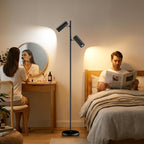 SIBRILLE Spotlight Floor Lamp, Tall LED Standing Lamp with Remote/Touch Control, 2700K-6500K, 350°Rotating Head Standing Lamp, Reading Floor Lamp for Living Room, Bedroom, Office & Wall Art, Dual Head