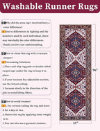SERISSA Runner Rug for Hallways, Long Boho Rug Vintage Burgundy Navy Hallway - Image 6